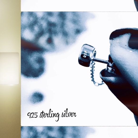 SS 925, CZ Circular Diamond Stone w/Chain Earrings - Picture 5 of 15